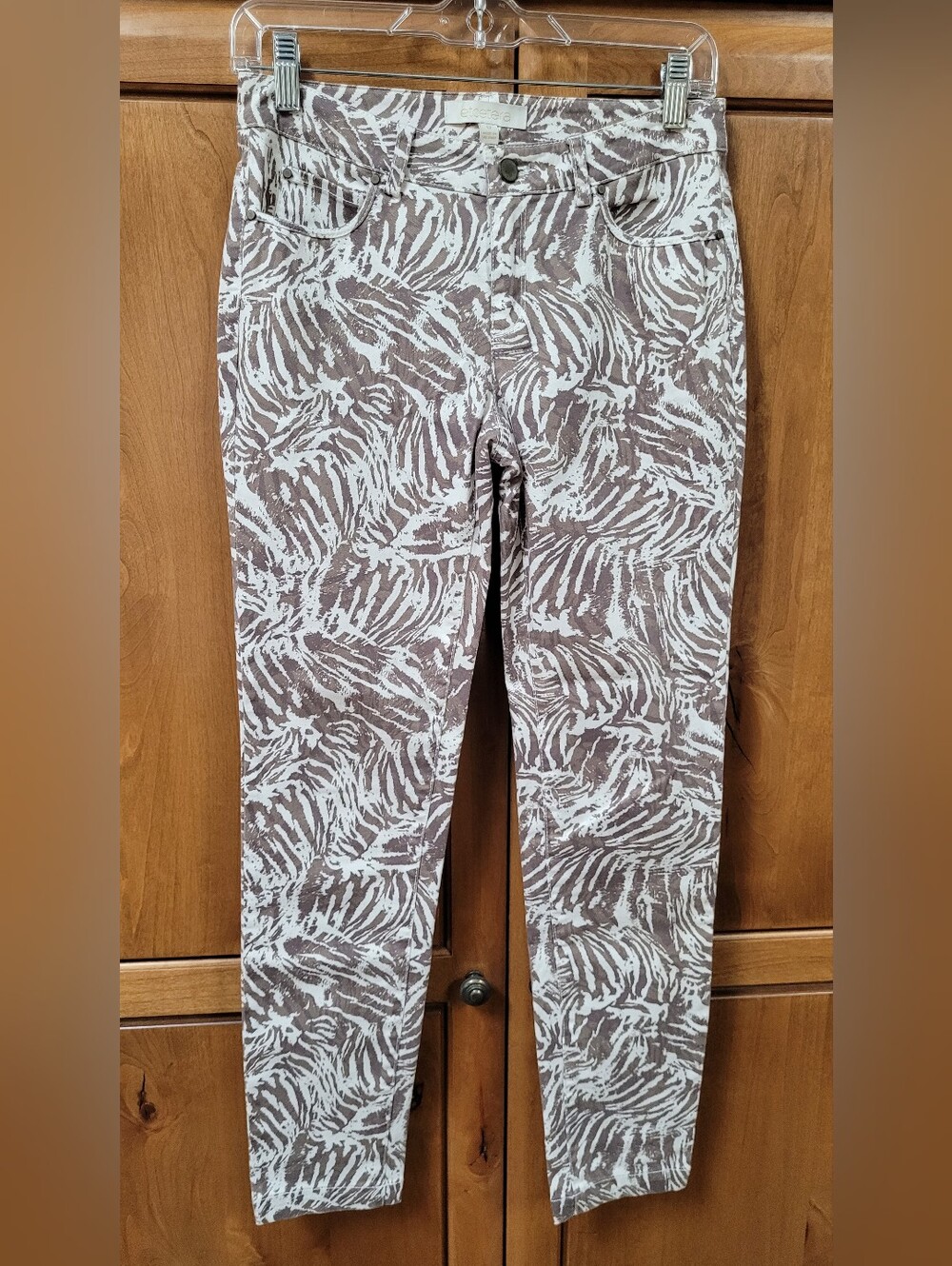 EUC | Etcetera Taupe/White Zebra Print Skinny Pants